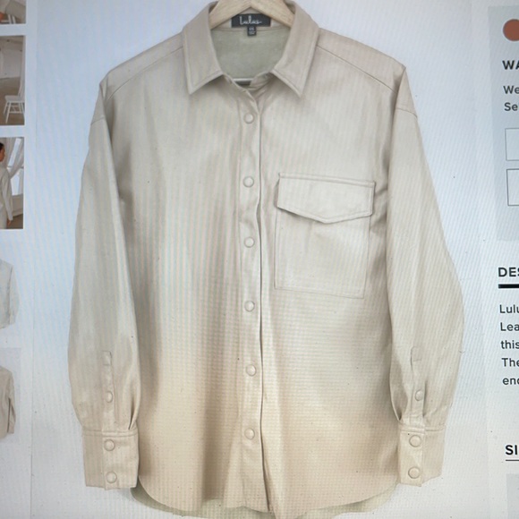 Lulus Popular Opinion Beige Leather Shacket - Picture 4 of 9